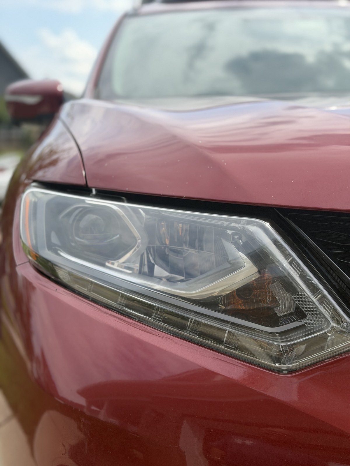 Nissan headlight close-up after restoration