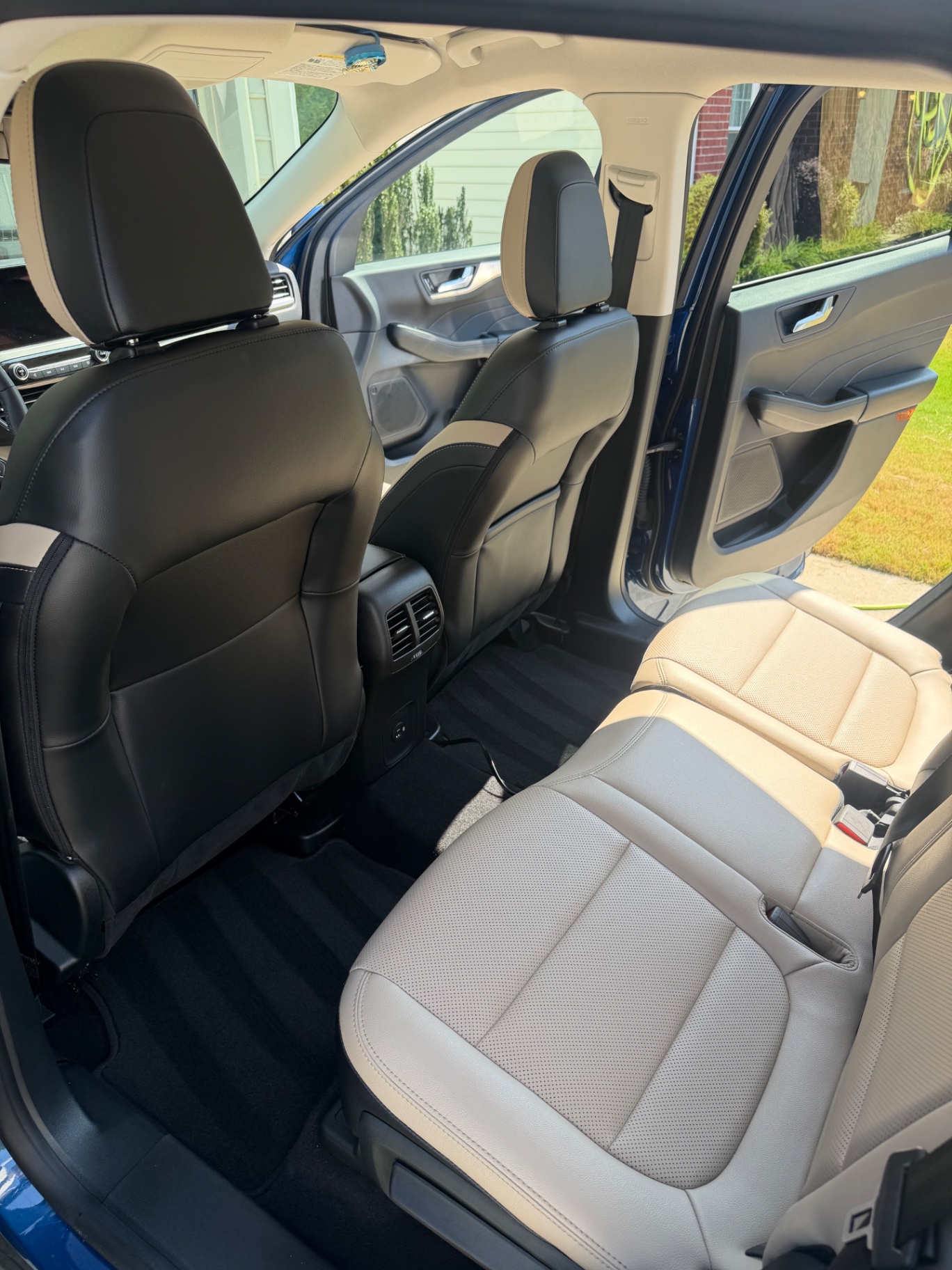 Two-tone leather interior after a deep clean